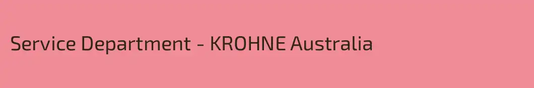 Service Department - KROHNE Australia